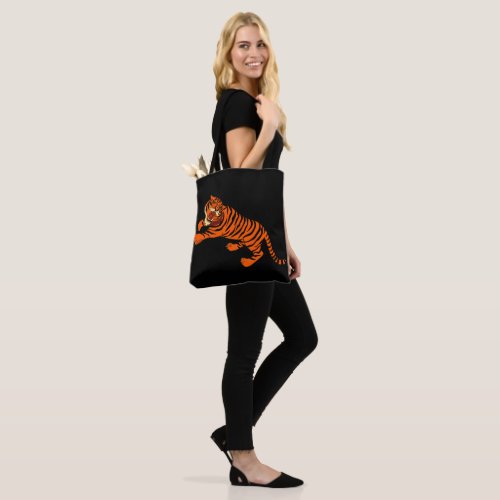 Wild Orange and Black Striped Tiger Tote Bag