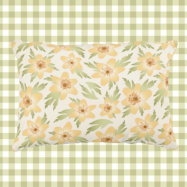 Wild Orange Anemone Flowers - seamless pattern. Accent Pillow (Creator Uploaded)
