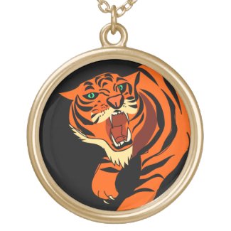 Wild Orange Black Striped Tiger Necklace