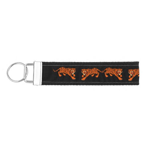 Wild Orange Black Striped Tiger Wrist Keychain