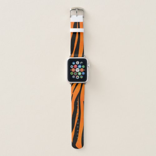 Wild Orange Black Tiger Stripes Animal Print Apple Watch Band