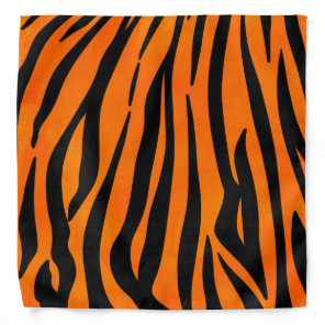 Wild Orange Black Tiger Stripes Animal Print Bandana