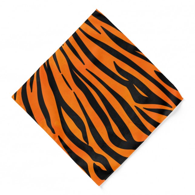 Wild Orange Black Tiger Stripes Animal Print Bandana | Zazzle