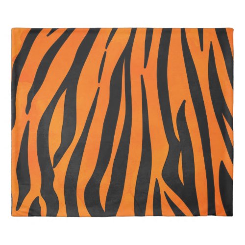 Wild Orange Black Tiger Stripes Animal Print Duvet Cover