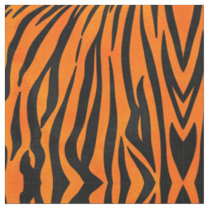 Wild Orange Black Tiger Stripes Animal Print Fabric