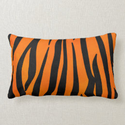 Wild Orange Black Tiger Stripes Animal Print Lumbar Pillow