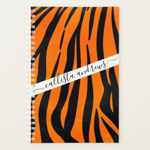 Wild Orange Black Tiger Stripes Animal Print Planner
