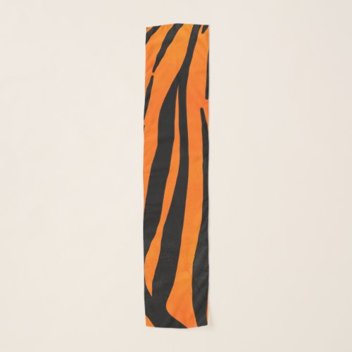 Wild Orange Black Tiger Stripes Animal Print Scarf