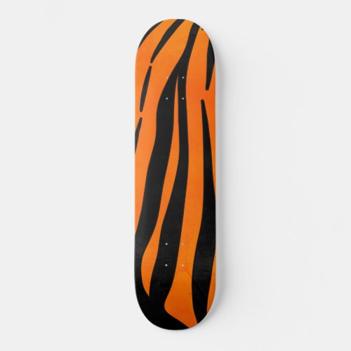 Wild Orange Black Tiger Stripes Animal Print Skateboard