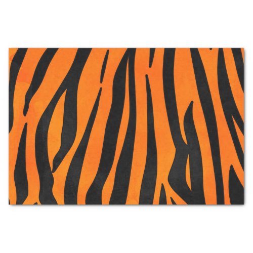 Wild Orange Black Tiger Stripes Animal Print Tissue Paper
