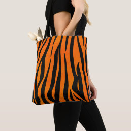 Wild Orange Black Tiger Stripes Animal Print Tote Bag