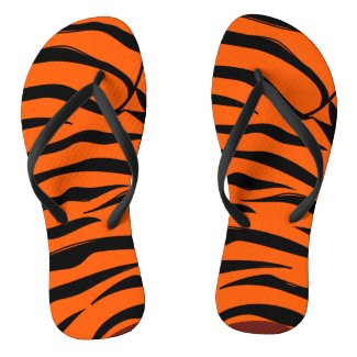 Wild Orange Black Tiger Stripes Flip Flops