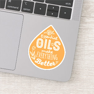 Wild Orange Die Cut Essential Oil Drop Sticker