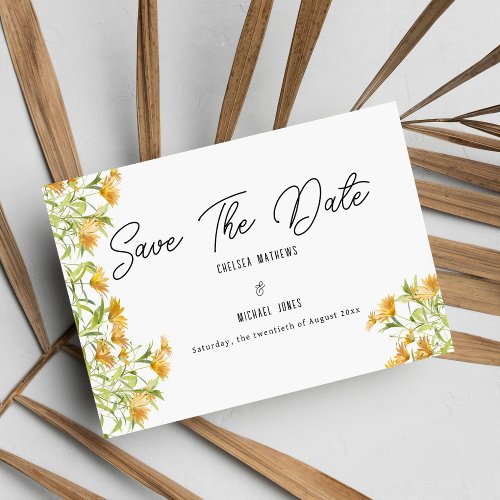 Wild orange green spring floral Save The Date 