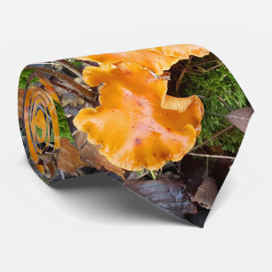 Wild Orange Mushrooms Nature Photo Neck Tie