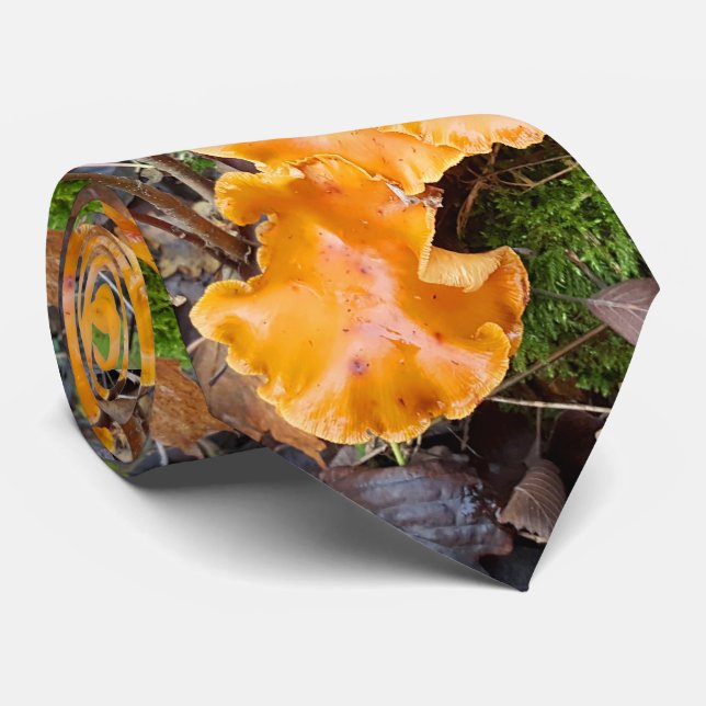 Wild Orange Mushrooms Nature Photo Neck Tie (Rolled)