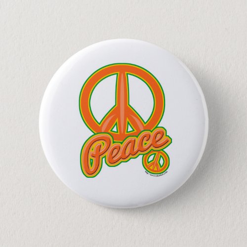 Wild Orange Peace Sign Pinback Button