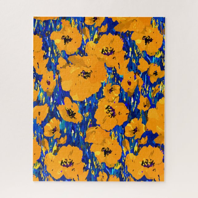 Wild Orange Popies Jigsaw Puzzle (Vertical)