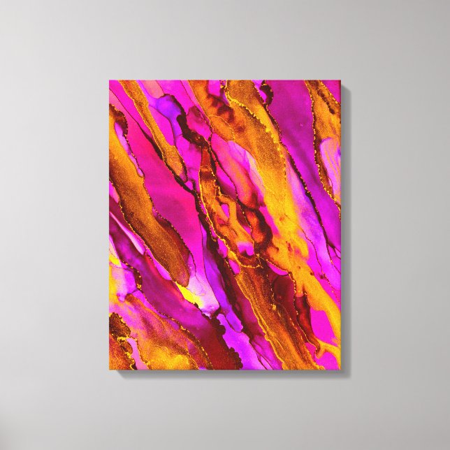 Wild Orange Red Alcohol Ink Painting Canvas Print (Front)