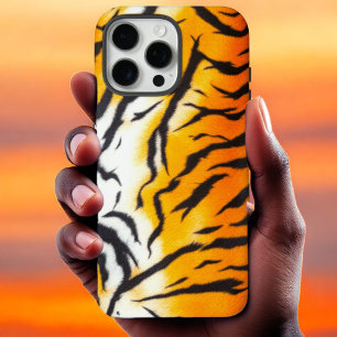 Wild Orange Tiger leather  iPhone 16 Pro Max Case