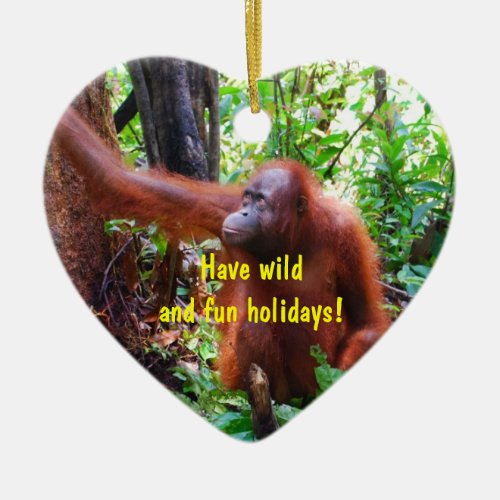 Wild Orangutan Holiday Ceramic Ornament