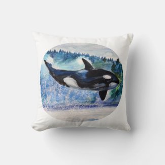 Wild Orca Art Throw Cushion