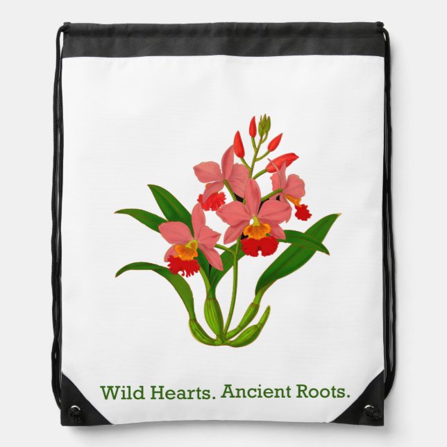 Wild Orchid Bloom Drawstring Bag (Front)
