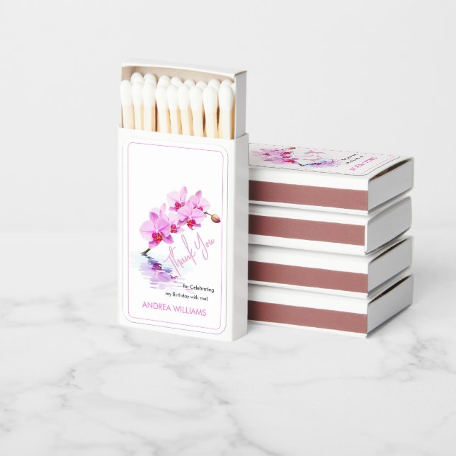 Wild Orchid Flower Blossoms 50th Birthday Matchboxes (Stacked)