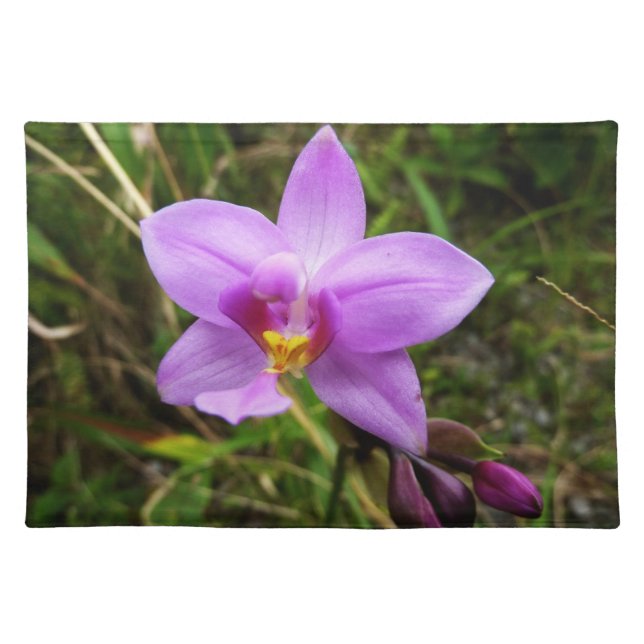 Wild Orchid Purple Tropical Flower Cloth Placemat (Front)