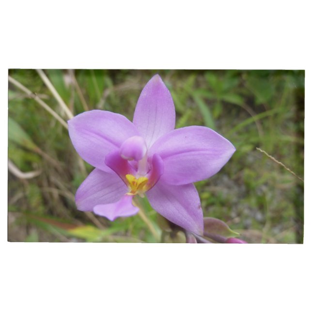 Wild Orchid Purple Tropical Flower Place Card Holder (Front)