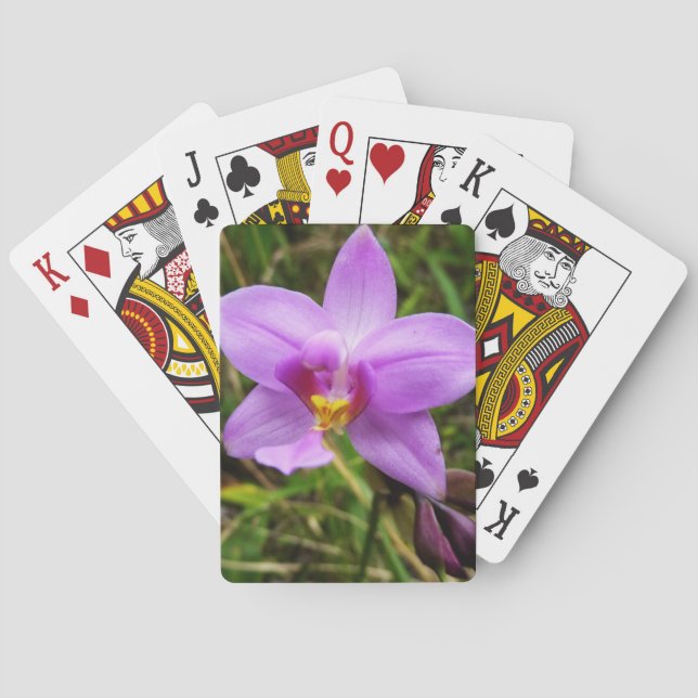 Wild Orchid Purple Tropical Flower Poker Cards (Back)