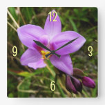 Wild Orchid Purple Tropical Flower Square Wall Clock