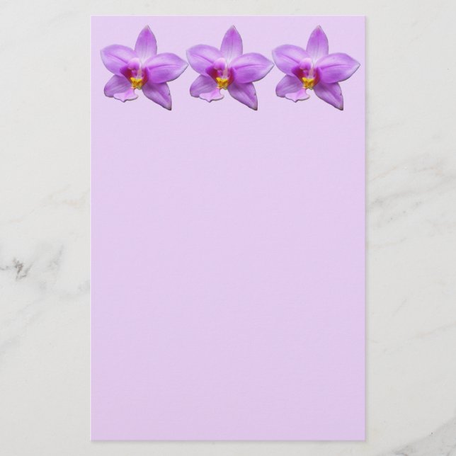 Wild Orchid Purple Tropical Flower Stationery (Front)