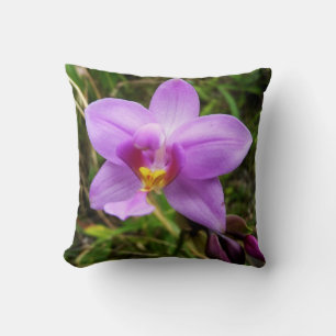 Wild Orchid Purple Tropical Flower Throw Pillow