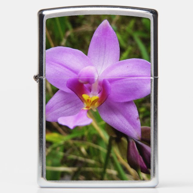 Wild Orchid Purple Tropical Flower Zippo Lighter (Front)