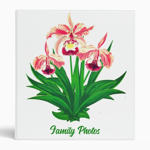 Wild Orchids _ Coral Pink Orchids and Foliage  3 Ring Binder
