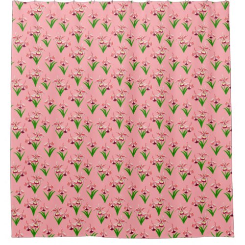Wild Orchids _ Coral Pink Orchids and Foliage Shower Curtain