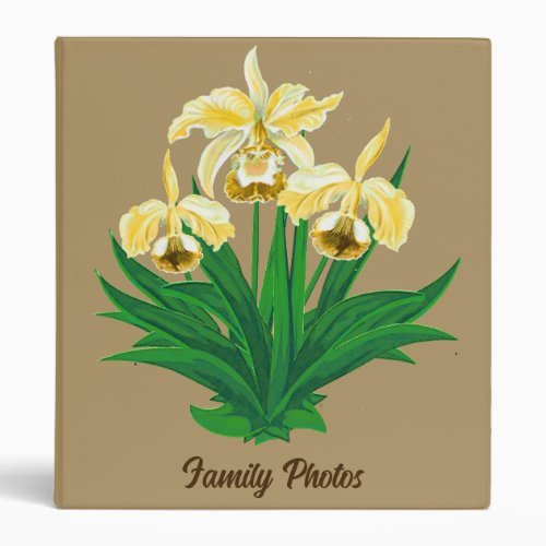 Wild Orchids _ Golden Yellow Orchids and Foliage  3 Ring Binder
