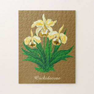 Wild Orchids - Golden Yellow Orchids and Foliage  Jigsaw Puzzle