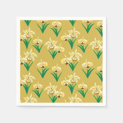 Wild Orchids _ Golden Yellow Orchids and Foliage Napkins