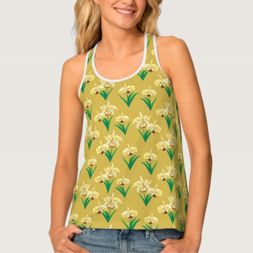 Wild Orchids _ Golden Yellow Orchids and Foliage   Tank Top