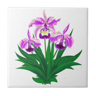 Wild Orchids - Light Purple Orchids and Foliage Ceramic Tile