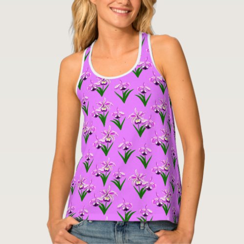 Wild Orchids _ Light Purple Orchids and Foliage  Tank Top