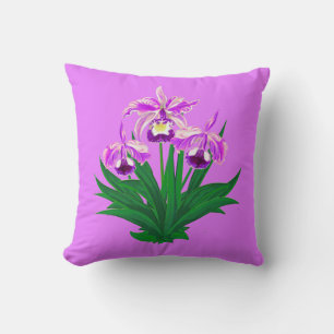 Wild Orchids - Light Purple Orchids and Foliage Throw Pillow