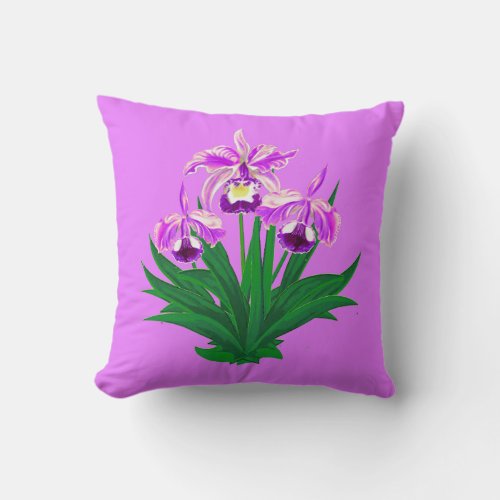 Wild Orchids _ Light Purple Orchids and Foliage  Throw Pillow