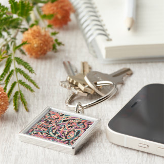 Wild, original abstract keychain