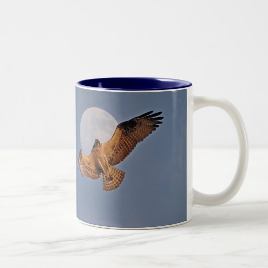 Wild Osprey & Super Moon Photo Design Two-Tone Coffee Mug
