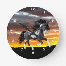 Wild Paint Horse Wall Clock