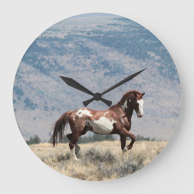 Wild Painted Mustang Remington Clock  (Front)