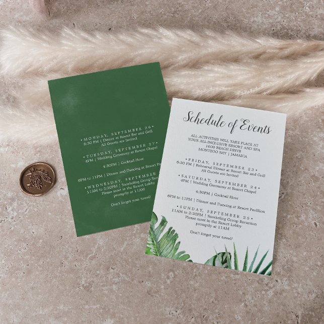 Wild Palm Wedding Week Schedule of Events Enclosure Card (Creator Uploaded)